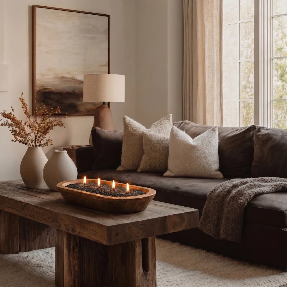 Black Pearled Candle in a wooden bowl Lorenzo Jordan
